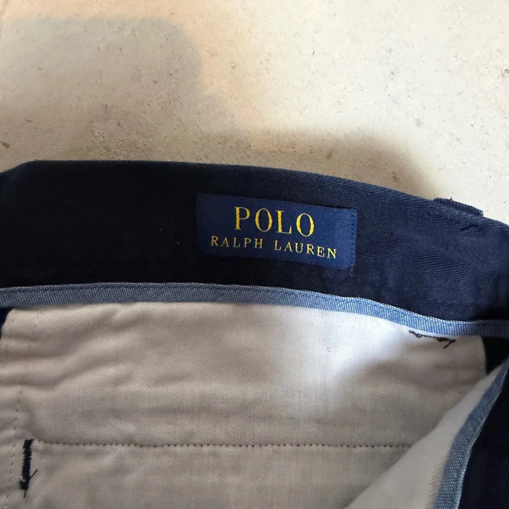 Polo Ralph Lauren Mens Classic Fit 9 Inch Chino Shorts Navy Blue Cotton Size 35